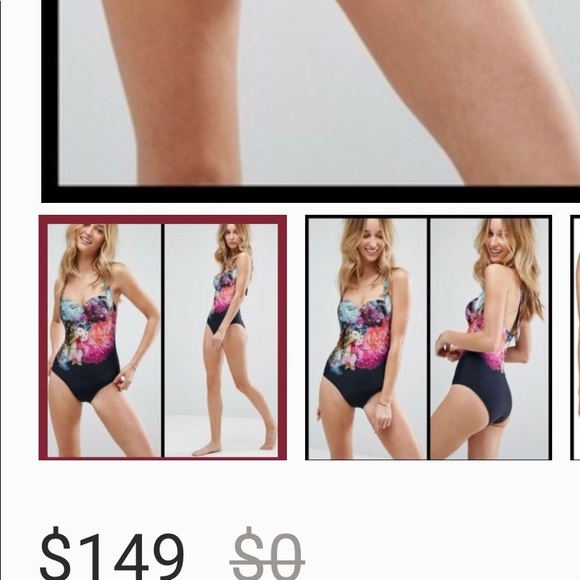 Ted Baker London Floral Swimsuit - Picture 2 of 8